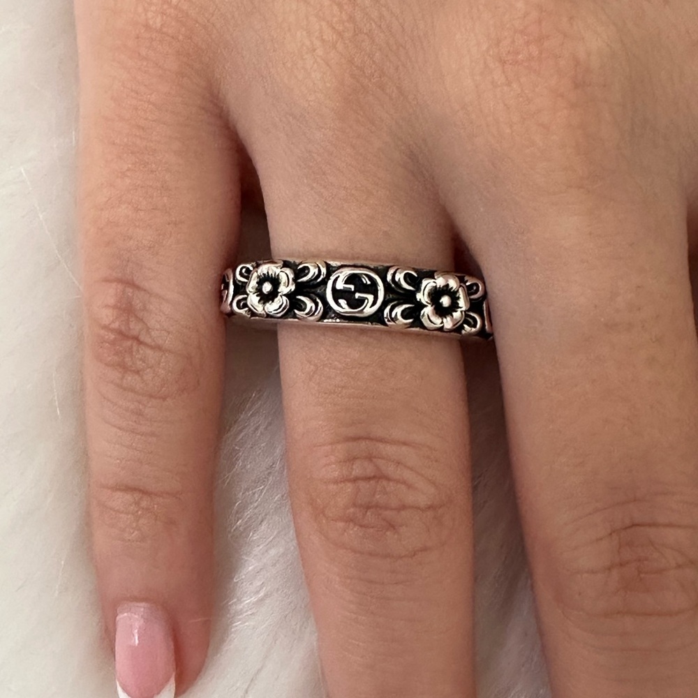 Gucci 925 Silver Floral Ring authentic 100% - Picture 2 of 10